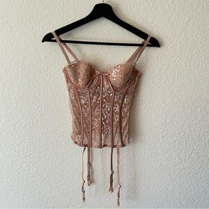 Victoria’s Secret Pink & Silver Lace Corset Top
